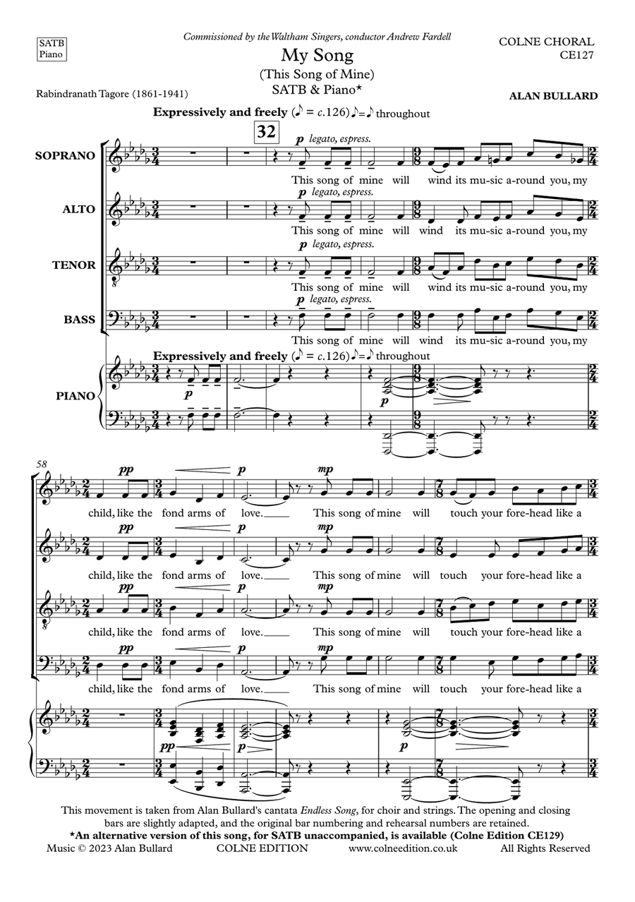 My Song (This Song of Mine) for SATB and piano 4-Part scores gallery preview page 2