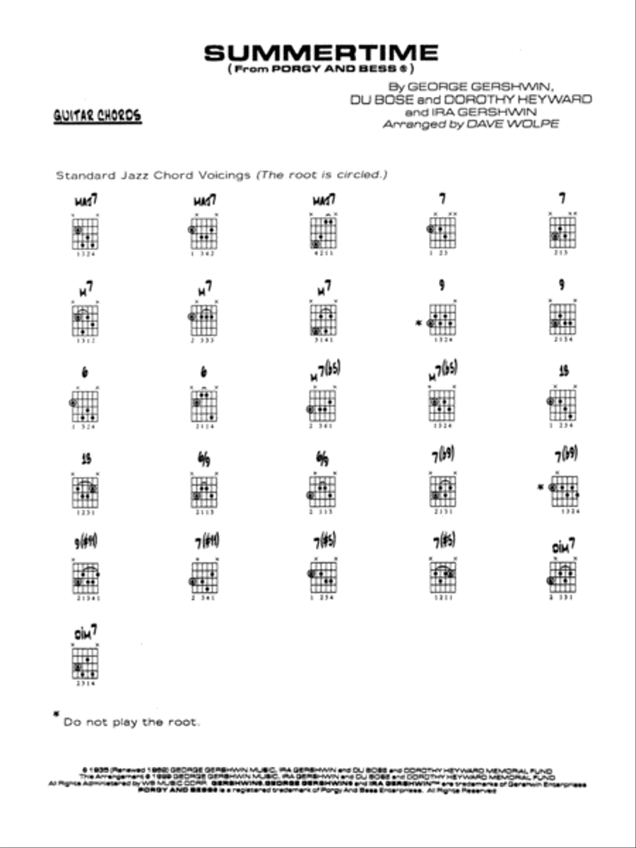 Summertime: Guitar Chords Jazz Ensemble scores gallery preview page 1
