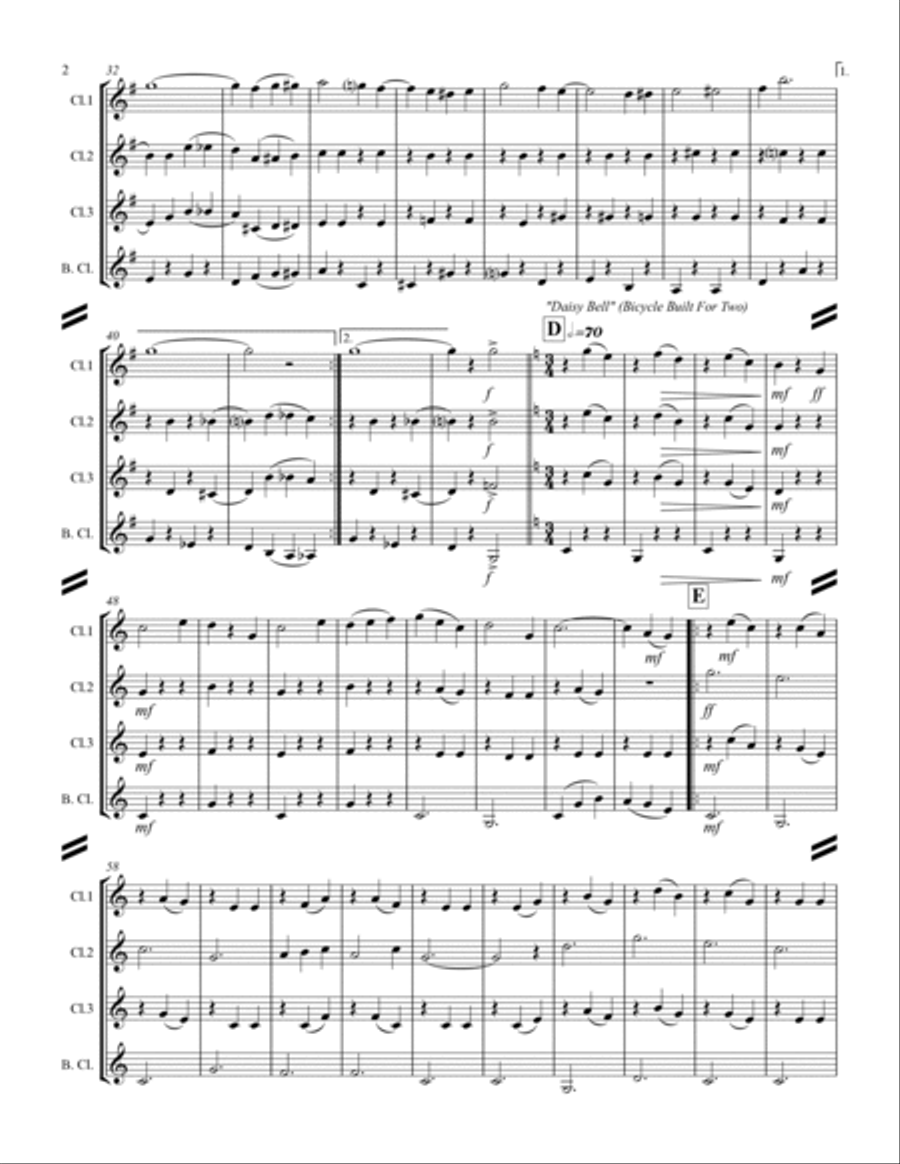 Sing-along Medley #1 (for Clarinet Quartet) (F Concert Version) Clarinet Quartet scores gallery preview page 3