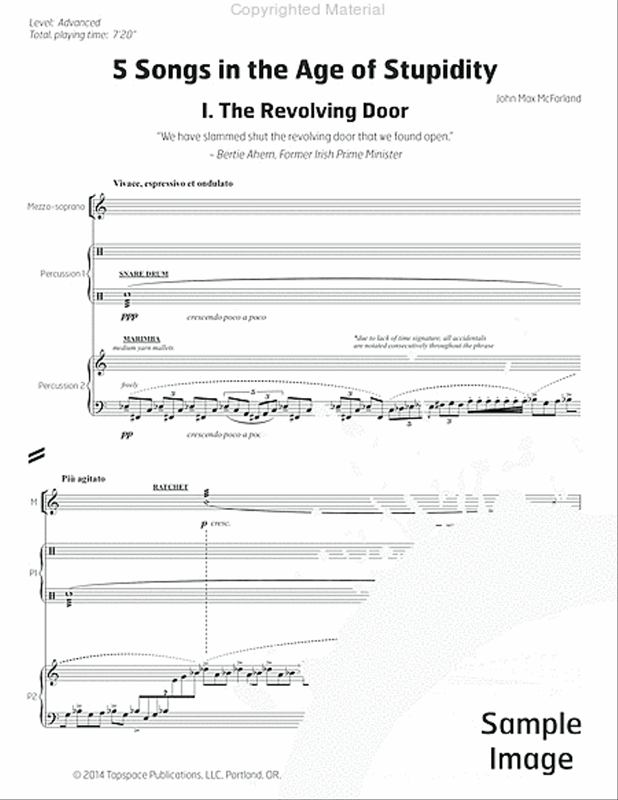 5 Songs in the Age of Stupidity Percussion Ensemble scores gallery preview page 7