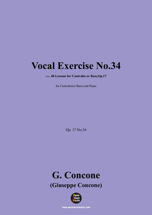 G. Concone-Vocal Exercise No.34,for Contralto(or Bass) and Piano