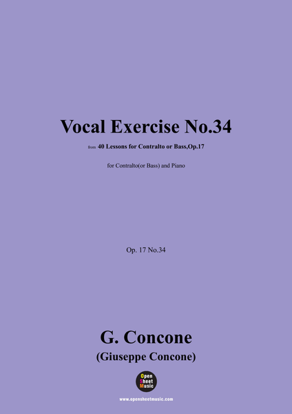 G. Concone-Vocal Exercise No.34,for Contralto(or Bass) and Piano image number null