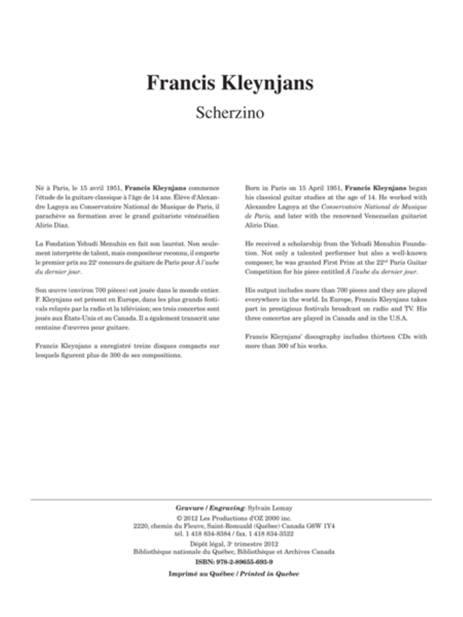 Scherzino, opus 278 Classical Guitar scores gallery preview page 1