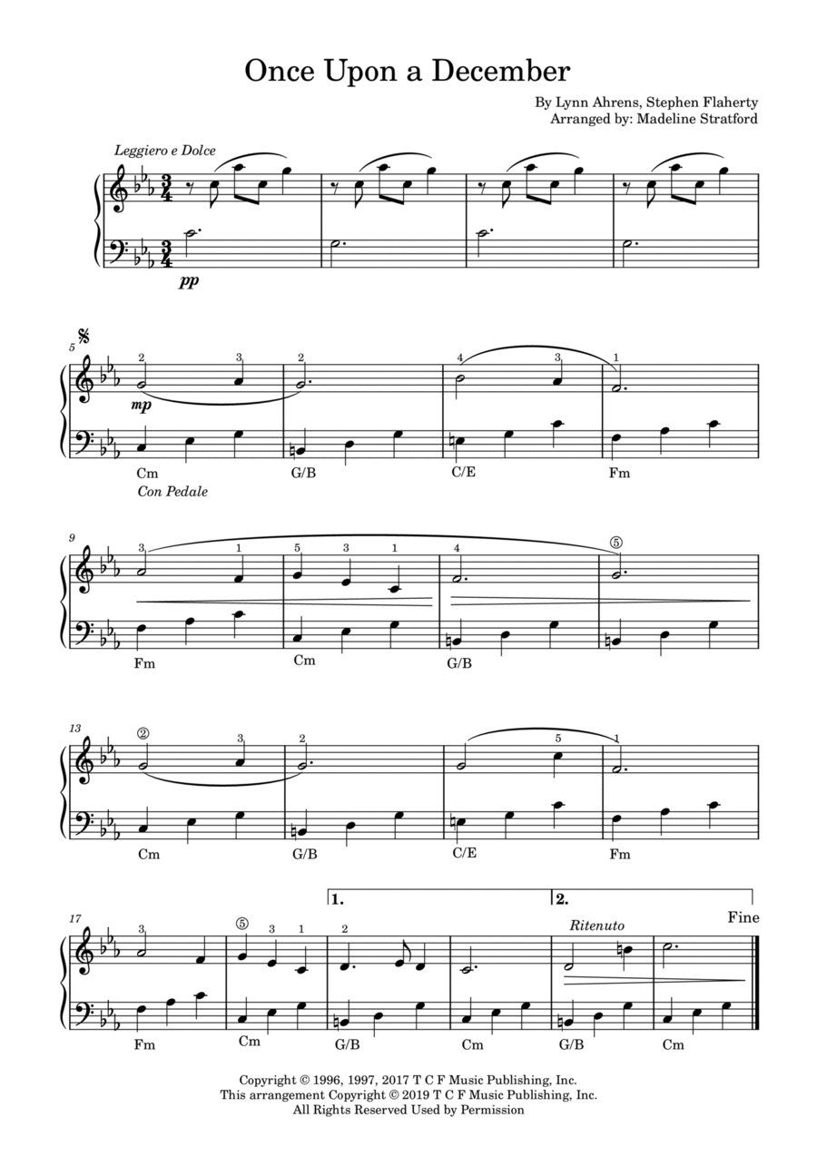 Once Upon A December Piano Solo scores gallery preview page 1