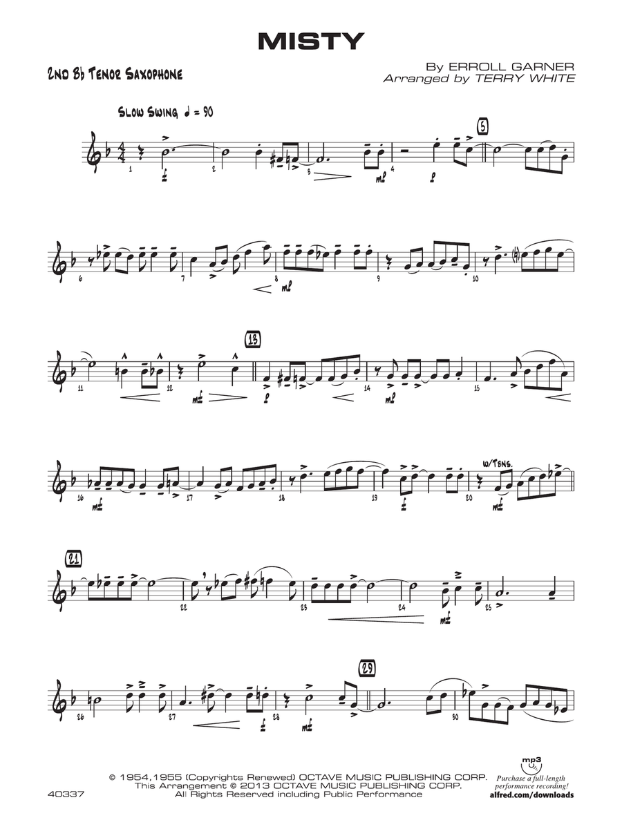 Misty: 2nd B-flat Tenor Saxophone
