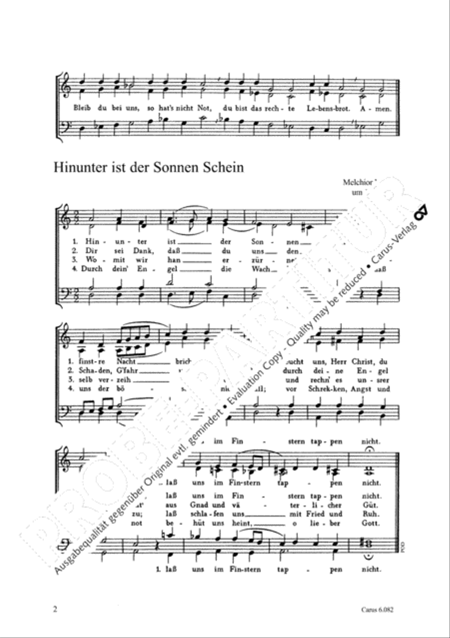 Anonymus: Komm, Herr Jesu; Schutz: Aller Augen; Trubel: Wir danken dir; Vulpius: Hinunter ist der Sonnen Schein Score scores gallery preview page 3