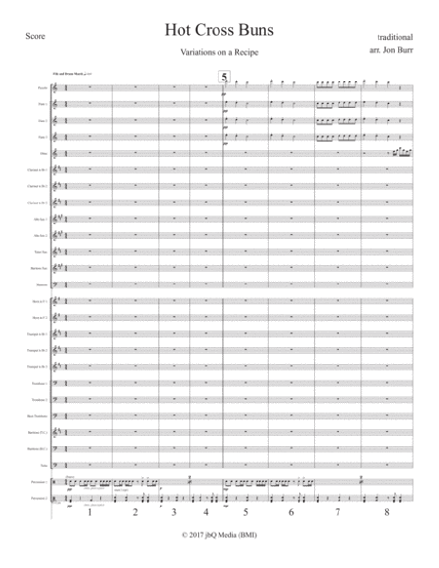 Hot Cross Buns Concert Band scores gallery preview page 1