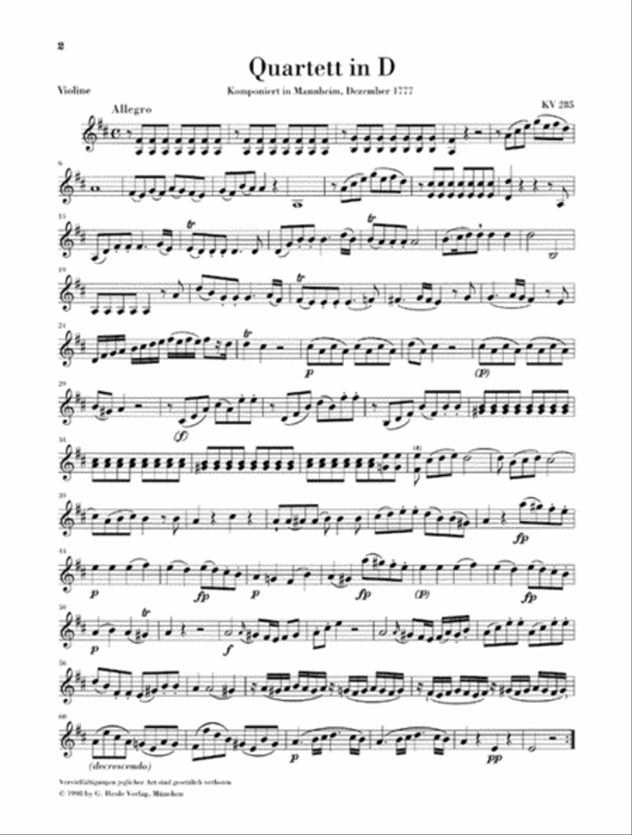 Quartets for Flute, Violin, Viola, and Violoncello Flute scores gallery preview page 4