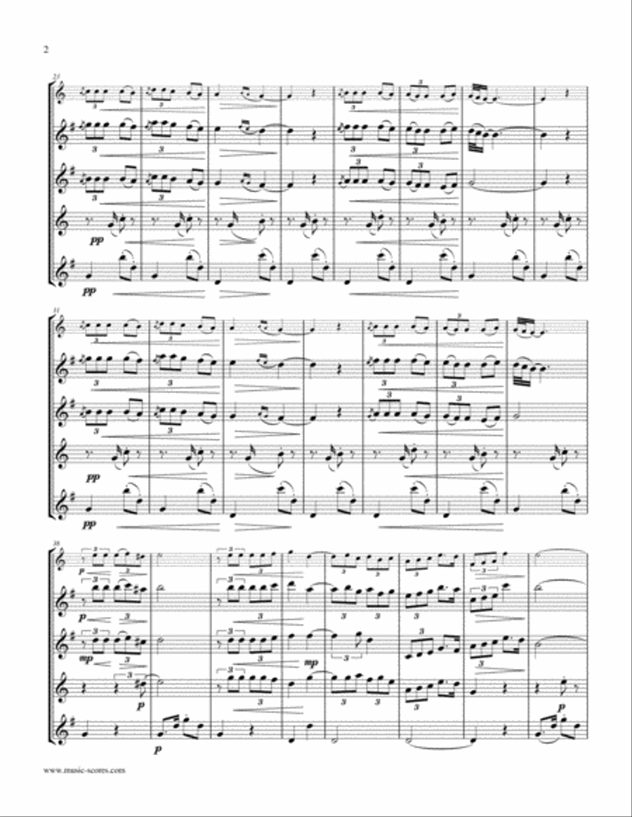 La Paloma - Soprano and Alto Sax (or 2 Altos), Tenor Tax and Baritone Sax Woodwind Quartet scores gallery preview page 2