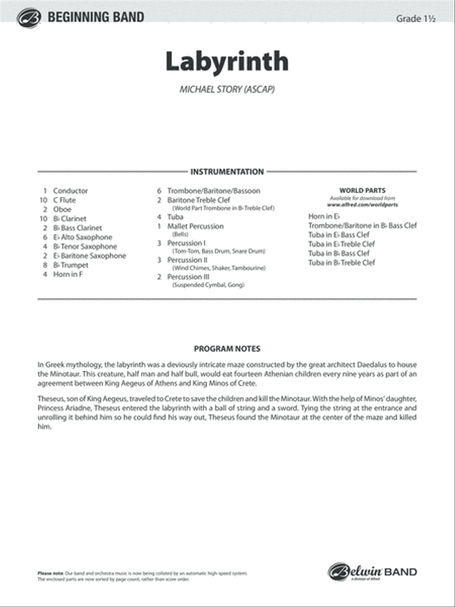 Labyrinth: Score Concert Band scores gallery preview page 1