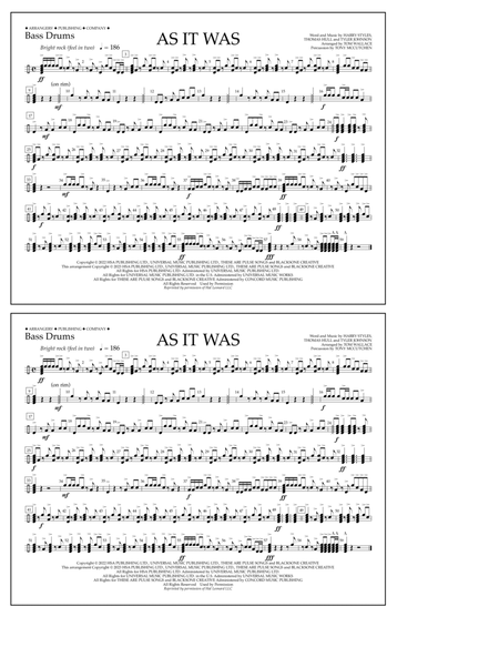 As It Was (arr. Tom Wallace) - Bass Drums