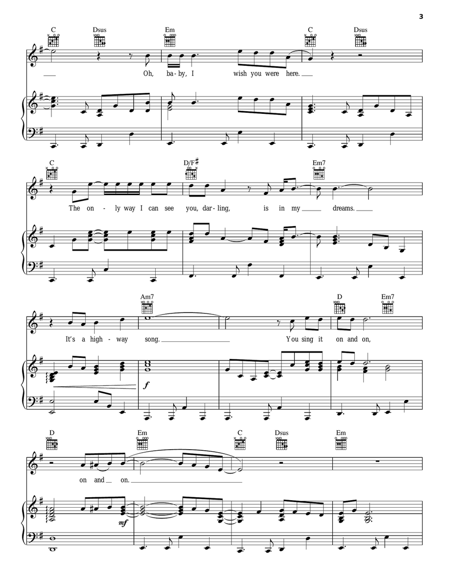 Highway Song Piano, Vocal, Guitar scores gallery preview page 3