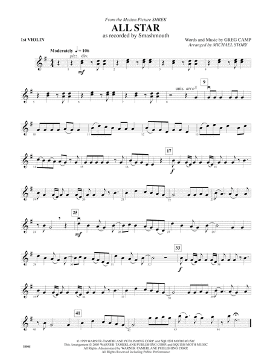 Great Movie Themes: 1st Violin String Orchestra scores gallery preview page 1