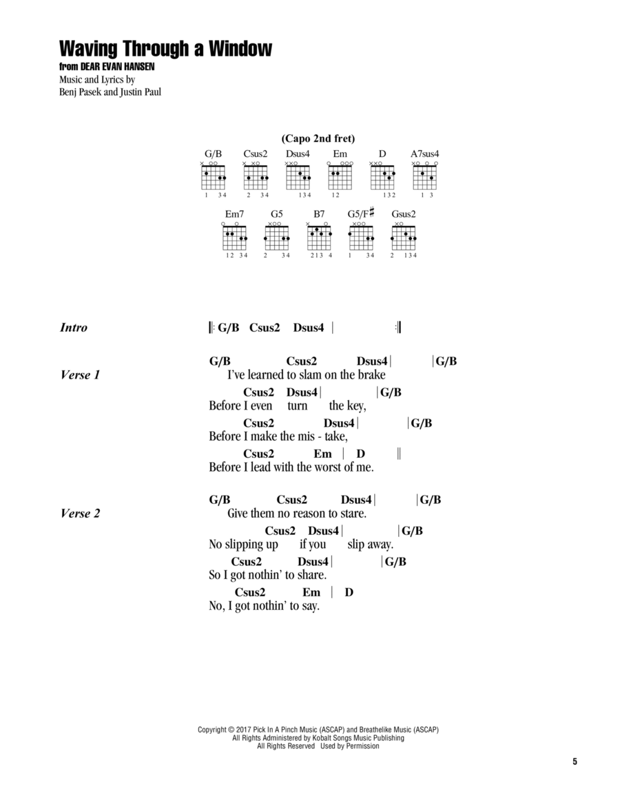 Waving Through A Window (from Dear Evan Hansen) Guitar scores gallery preview page 1