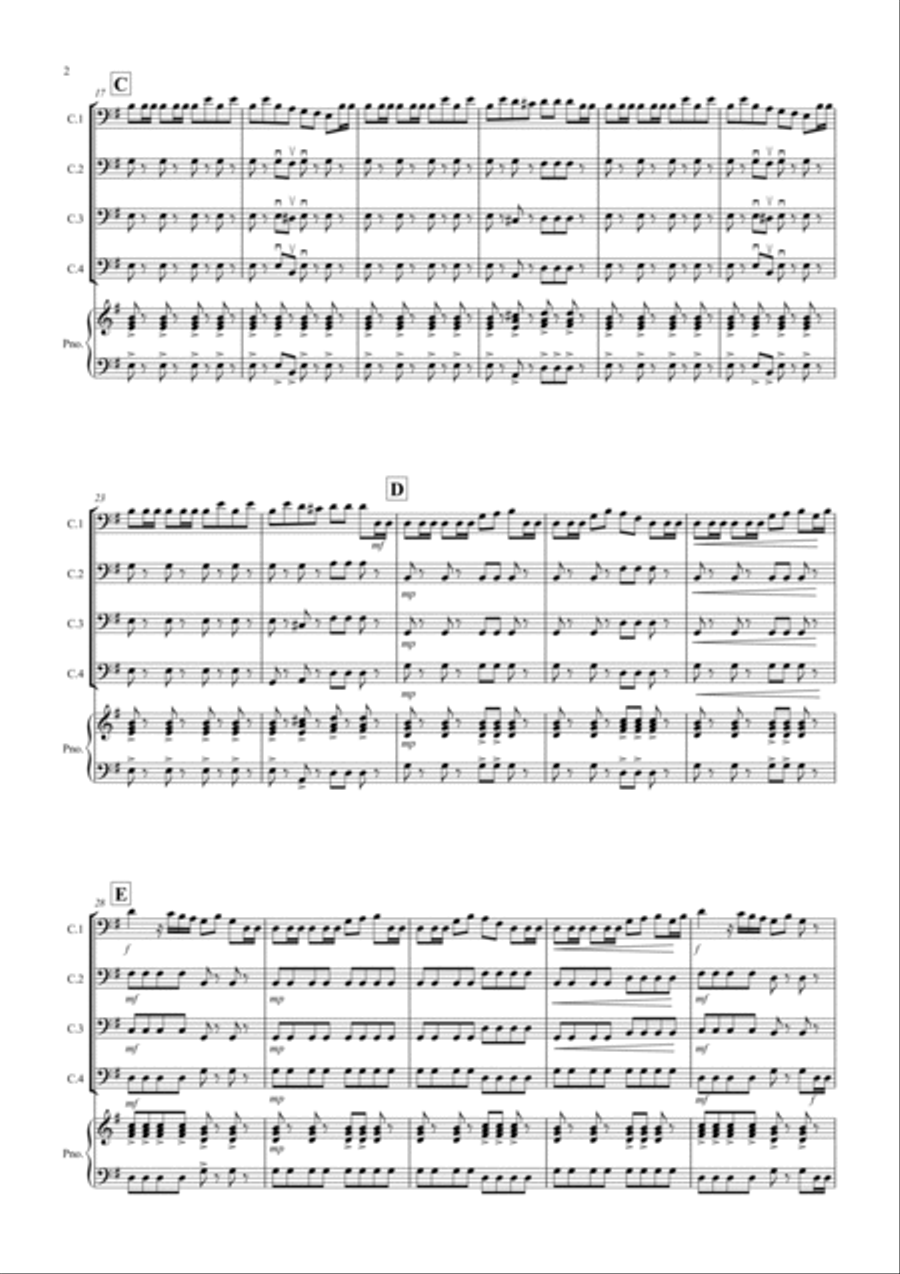 2 Classical Favourites for Cello Quartet (volume four) Cello scores gallery preview page 2