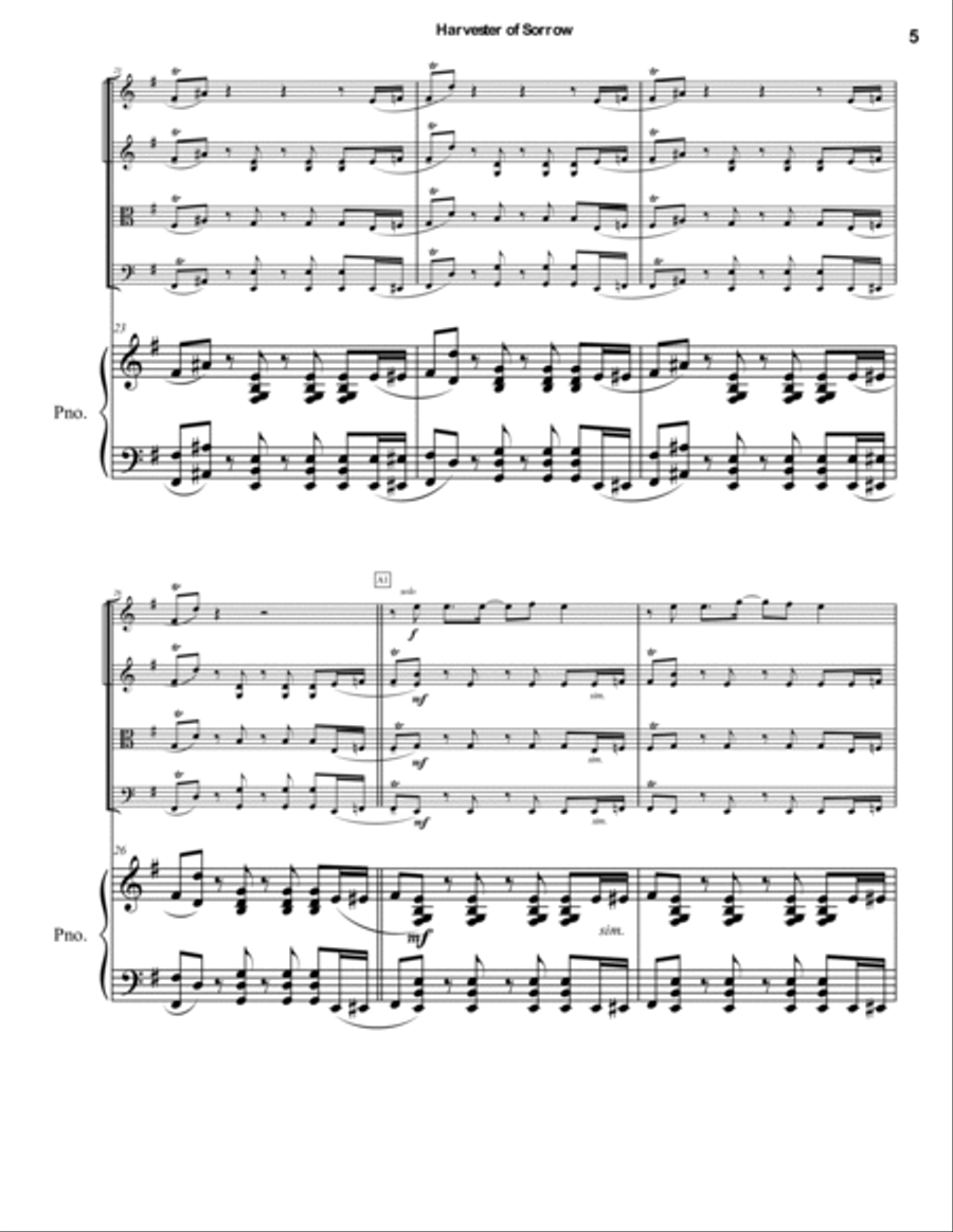Harvester Of Sorrow Piano Quintet scores gallery preview page 5