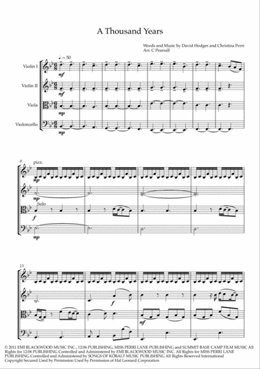 A Thousand Years A Thousand Years String Quartet scores gallery preview page 2