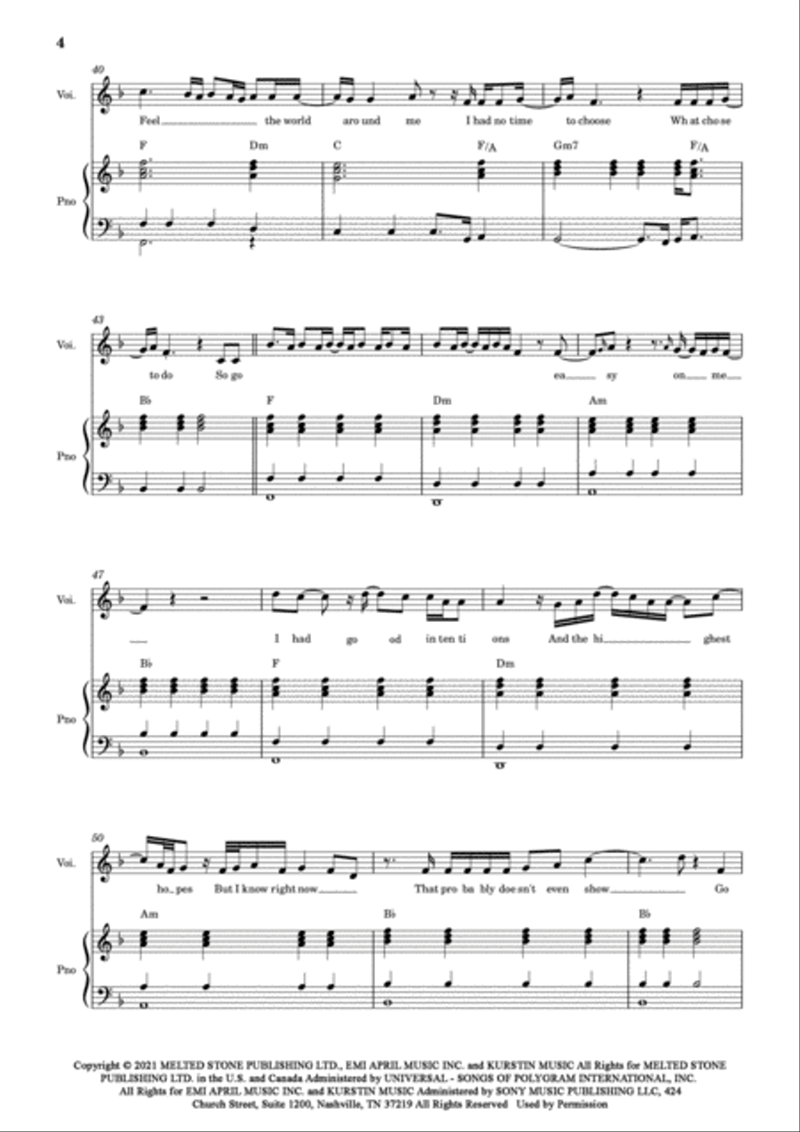 Easy On Me Piano, Vocal, Guitar scores gallery preview page 6