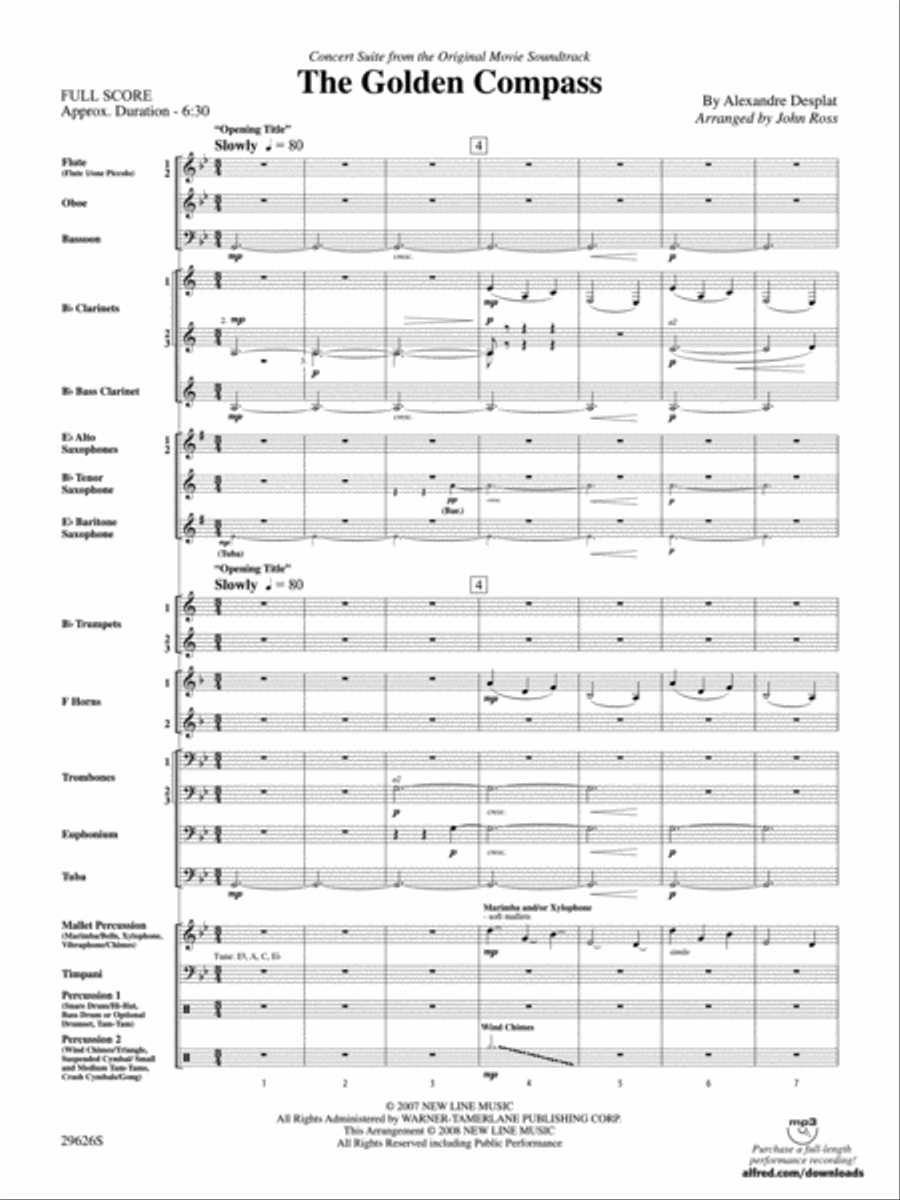 The Golden Compass, Concert Suite from the Original Movie Soundtrack Concert Band scores gallery preview page 2