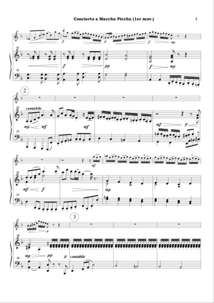 Concierto a Macchu Picchu for flute and string orchestra (Piano reduction) Flute scores gallery preview page 2