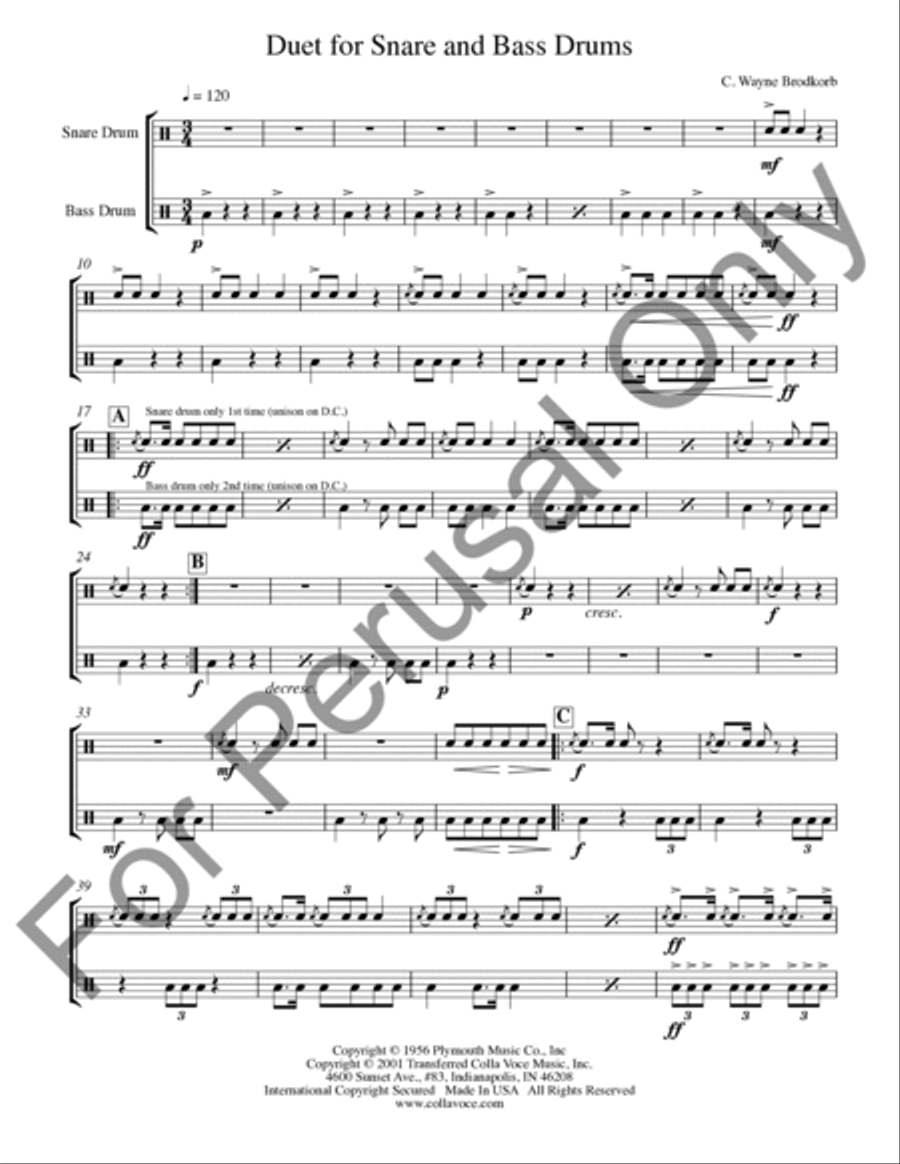 Duet For Snare and Bass Drums Drums scores gallery preview page 2