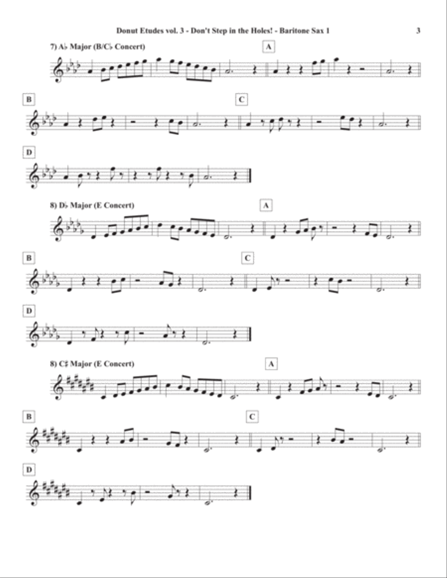 Donut Etudes vol. 3: Don’t Step in the Holes! – Baritone Saxophone Quartet Baritone Saxophone scores gallery preview page 6