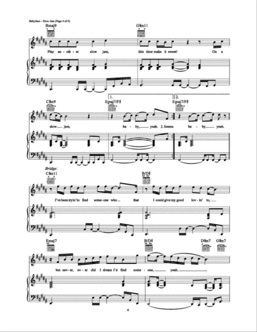 Slow Jam Piano, Vocal, Guitar scores gallery preview page 4