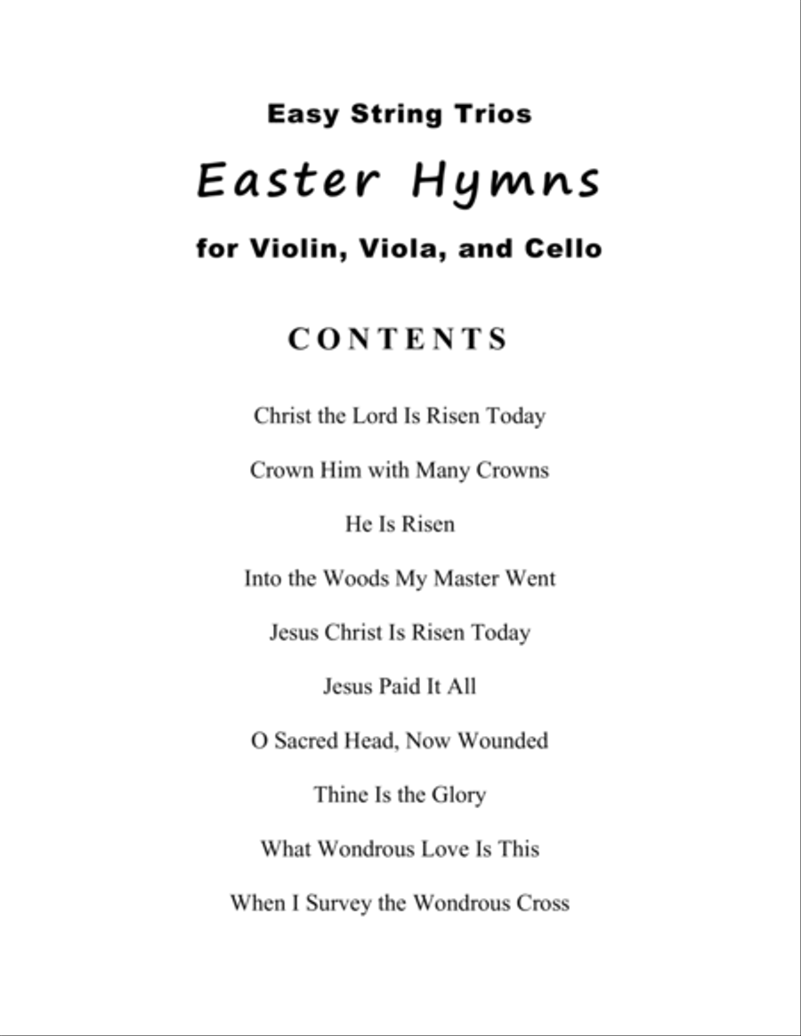 Easy String Trios: Easter Hymns (A Collection of 10 Easy Trios for Violin, Viola, and Cello) String Trio scores gallery preview page 4