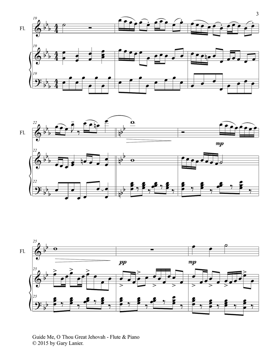 GUIDE ME, O THOU GREAT JEHOVAH (Duet – Flute and Piano/Score and Parts) Woodwind Duet scores gallery preview page 4