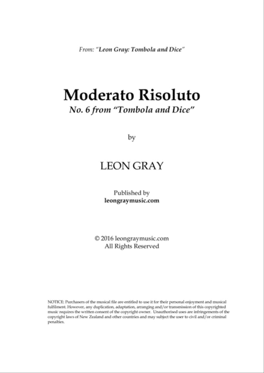 Moderato Risoluto, Tombola and Dice (No. 6), Leon Gray image number null