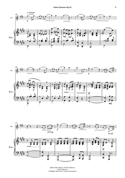 Salut d'Amour by Elgar - Oboe and Piano (Full Score and Parts) image number null