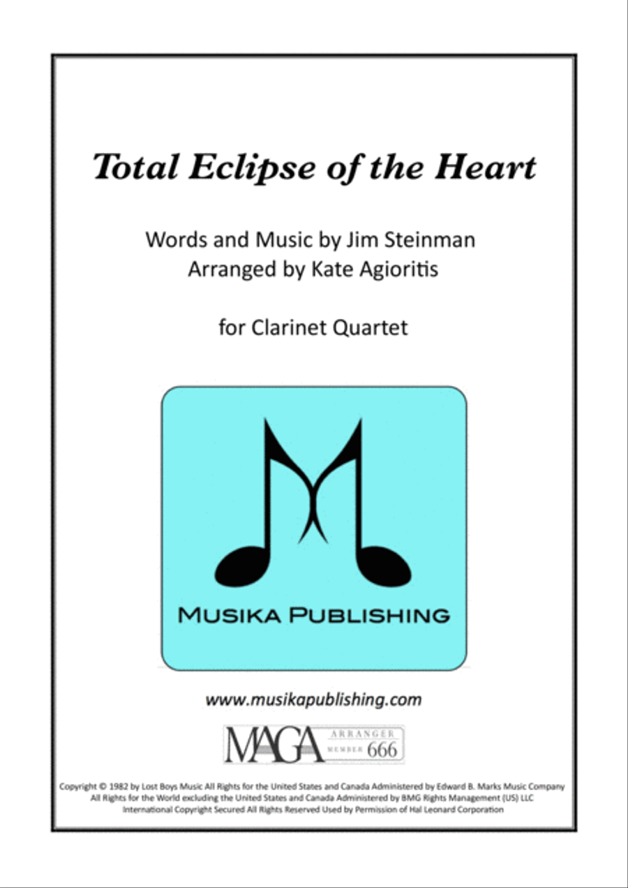 Total Eclipse Of The Heart Clarinet Quartet scores gallery preview page 1