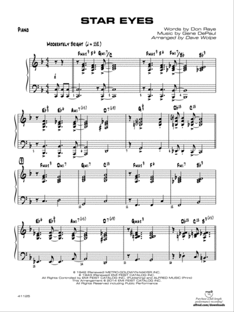 Star Eyes: Piano Accompaniment Jazz Ensemble scores gallery preview page 1