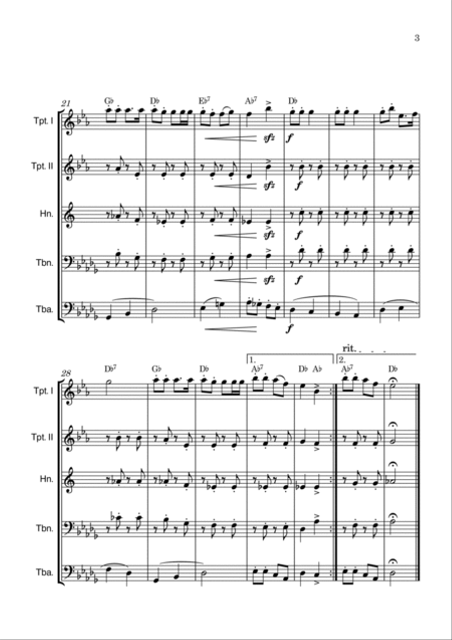 Jingle Bells Brass Quintet scores gallery preview page 3