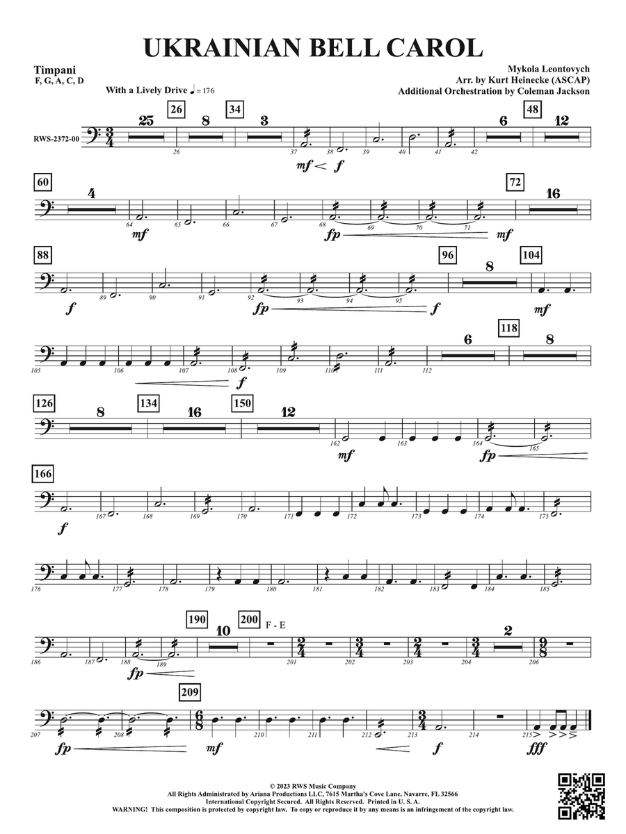 Ukrainian Bell Carol: Timpani Percussion scores gallery preview page 1