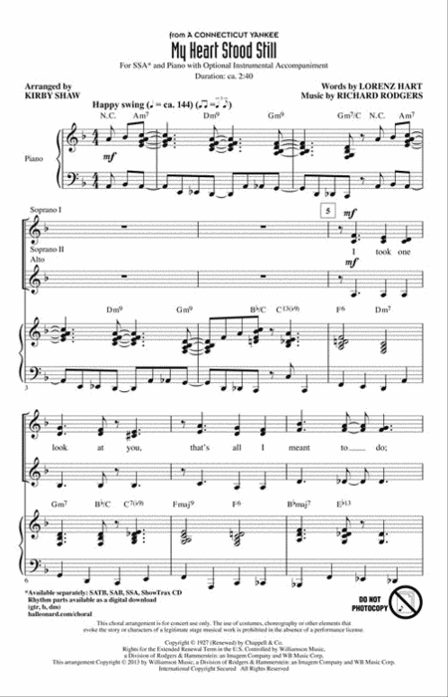 My Heart Stood Still SSA scores gallery preview page 2