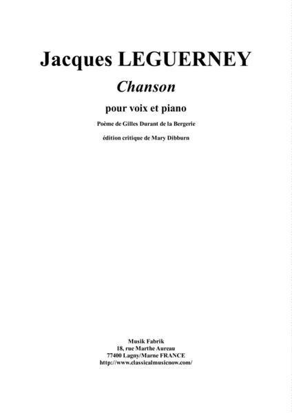 Jacques Leguerney: Chanson for high voice and piano