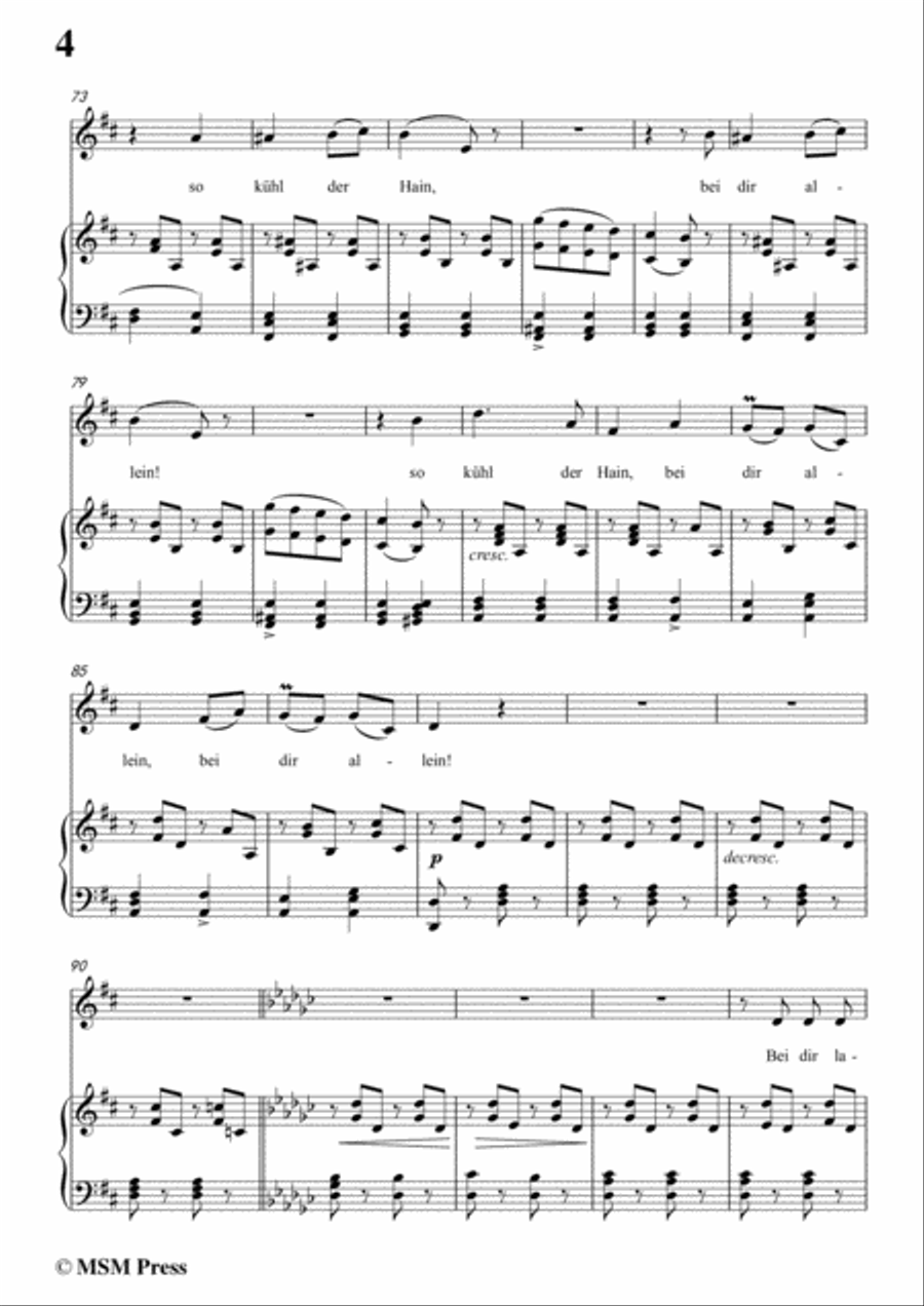 Schubert-Bei dir,in G flat Major,Op.95,No.2,for Voice and Piano Voice Solo scores gallery preview page 6