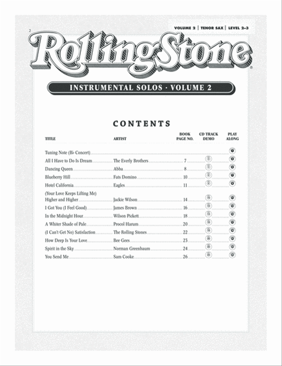 Selections from Rolling Stone Magazine's 500 Greatest Songs of All Time (Instrumental Solos), Volume 2 Tenor Saxophone scores gallery preview page 2