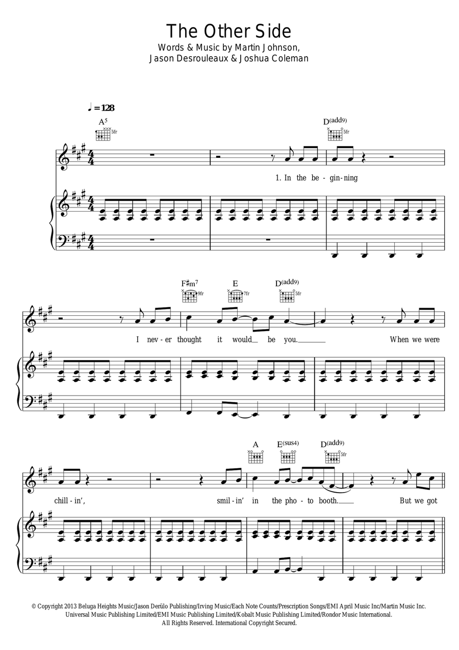 The Other Side The Other Side Piano, Vocal scores gallery preview page 1