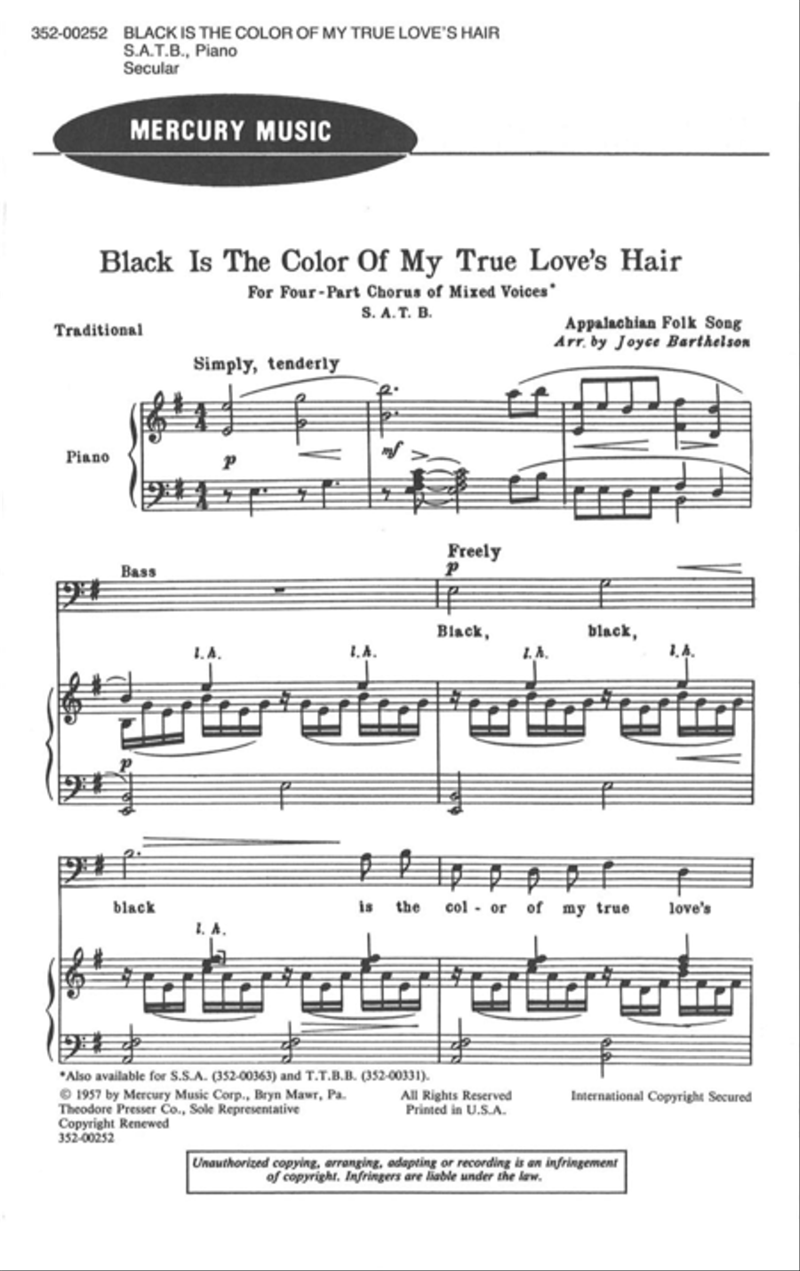 Black Is the color of My True Love's Hair