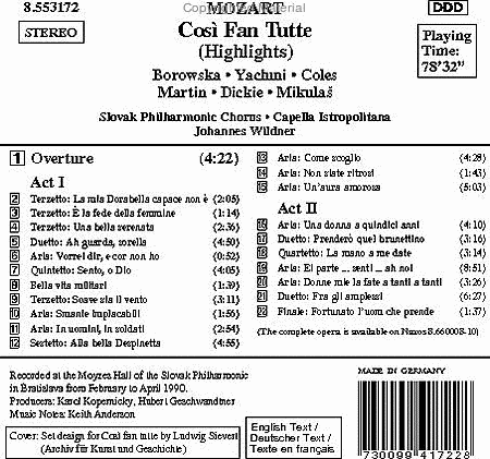 Cosi Fan Tutte (Highlights) image number null