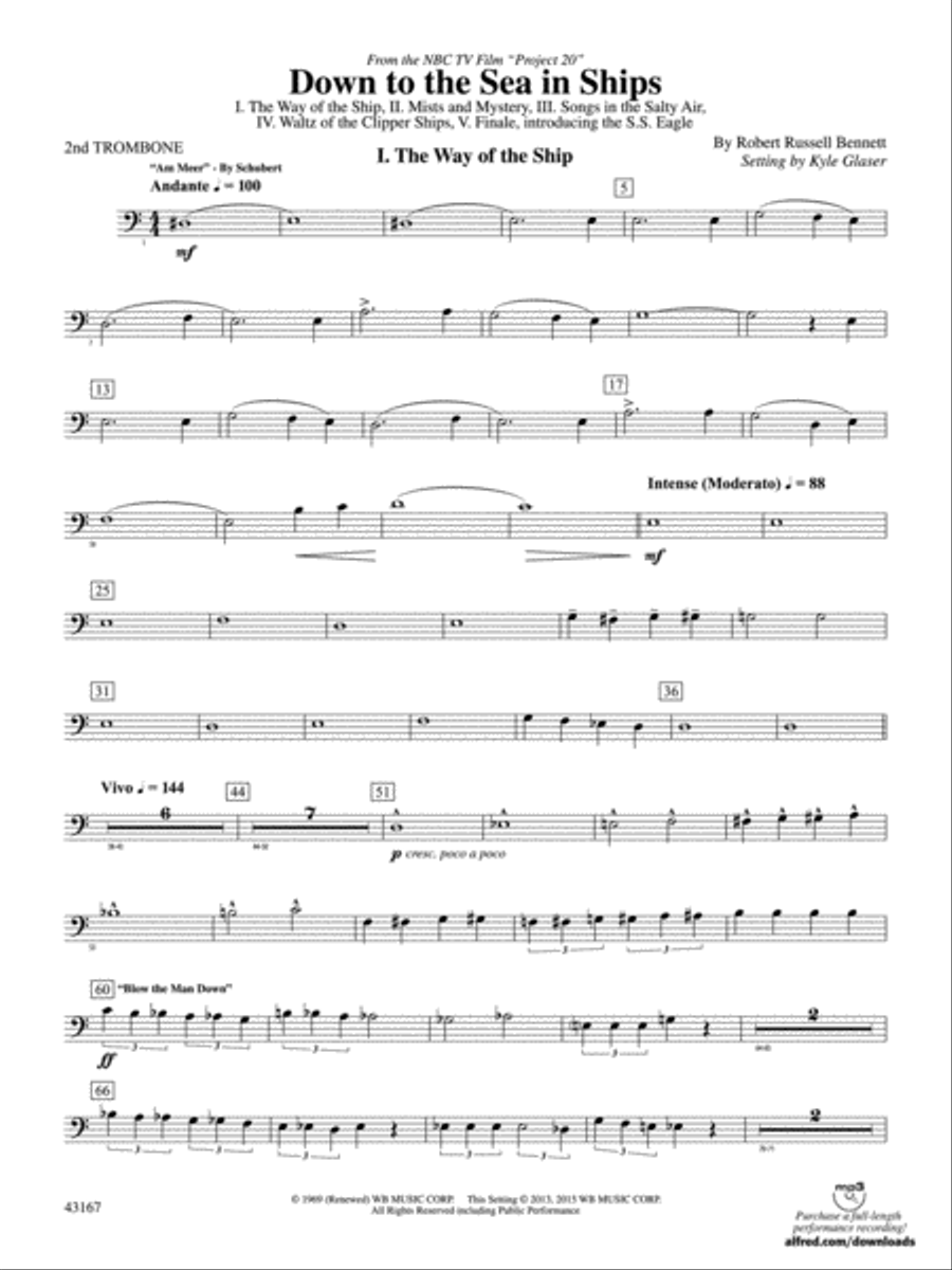Down to the Sea in Ships (from the NBC TV Film Project 20): 2nd Trombone Concert Band scores gallery preview page 2
