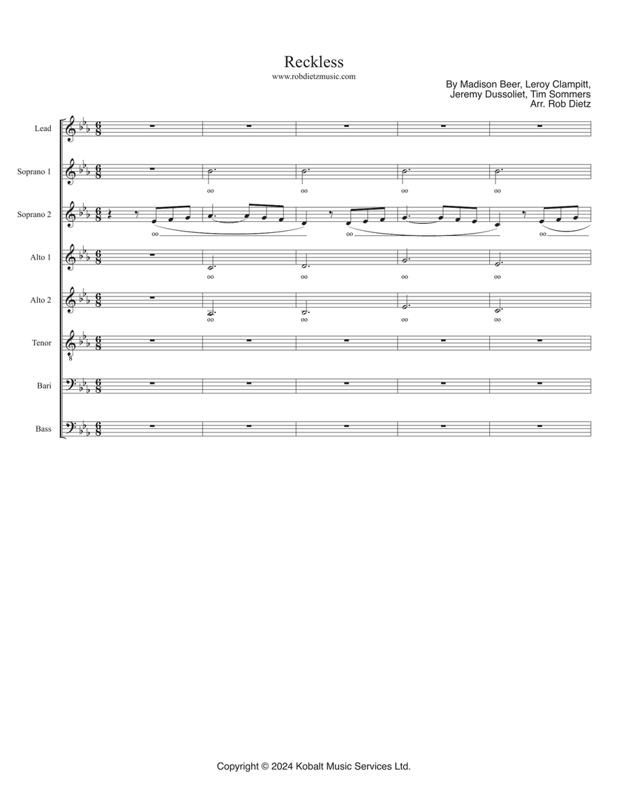 Reckless Divisi scores gallery preview page 1