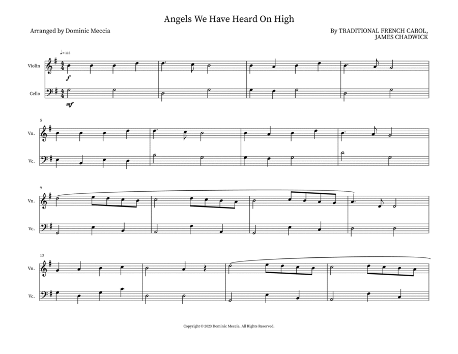 Angels We Have Heard On High String Duet scores gallery preview page 1