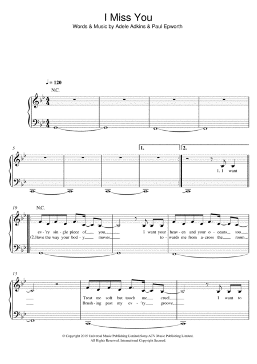 I Miss You Easy Piano scores gallery preview page 1