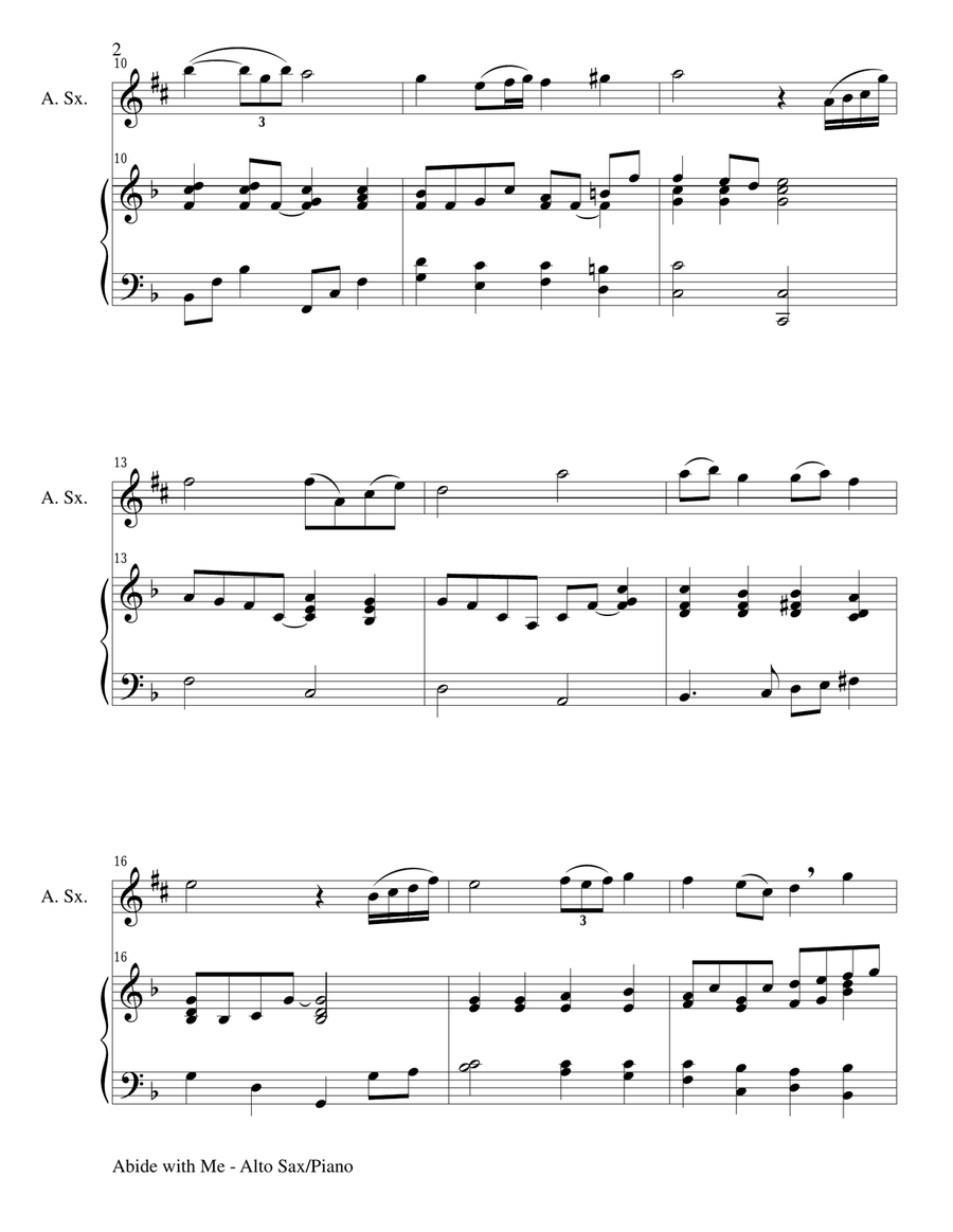 ABIDE WITH ME (Duet – Alto Sax and Piano/Score and Parts) Woodwind Duet scores gallery preview page 2