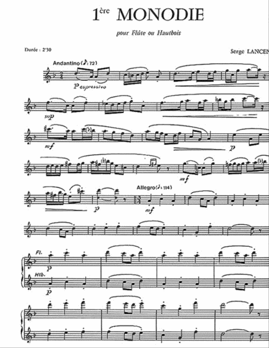 Lancen 1ere Monodie Ou Hautbois Seul Lm032 Flute Solo Book Flute Solo scores gallery preview page 2