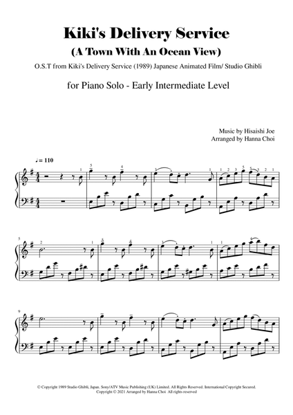 "Kiki's Delivery Service" (a town with an ocean view) - [Piano Solo/ Early Intermediate Level] image number null