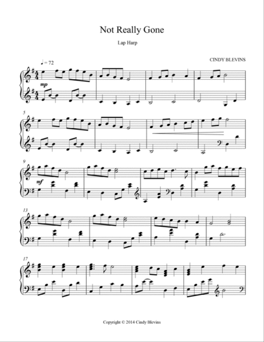 Not Really Gone, original solo for Lap Harp Lap Harp scores gallery preview page 2